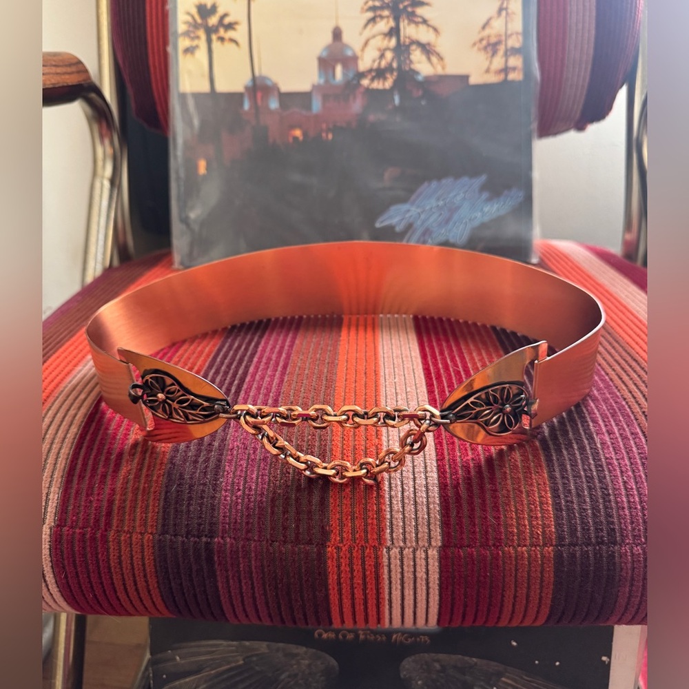 60s Vintage Leaf Copper Belt Sz SM - Picture 2 of 7